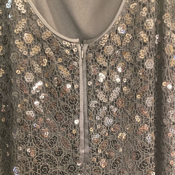 Maggy London NWT black sleeveless sequin shift dress with scalloped hem - Picture 3 of 7